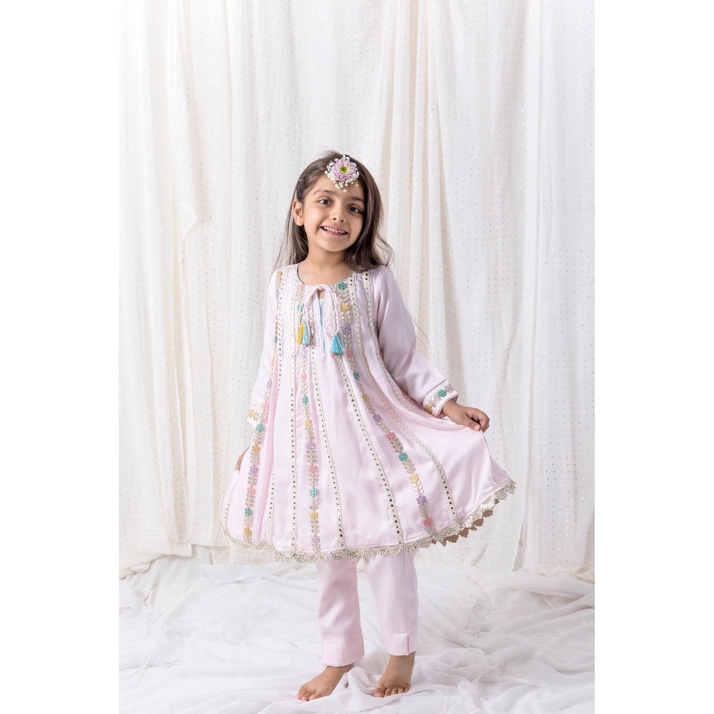 Chotibuti Pink Muslin Mirror Work Kurta with Pant