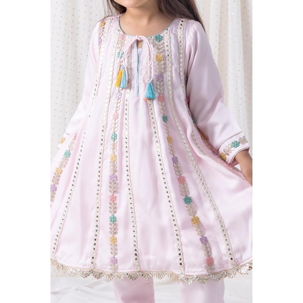 Chotibuti Pink Muslin Mirror Work Kurta with Pant