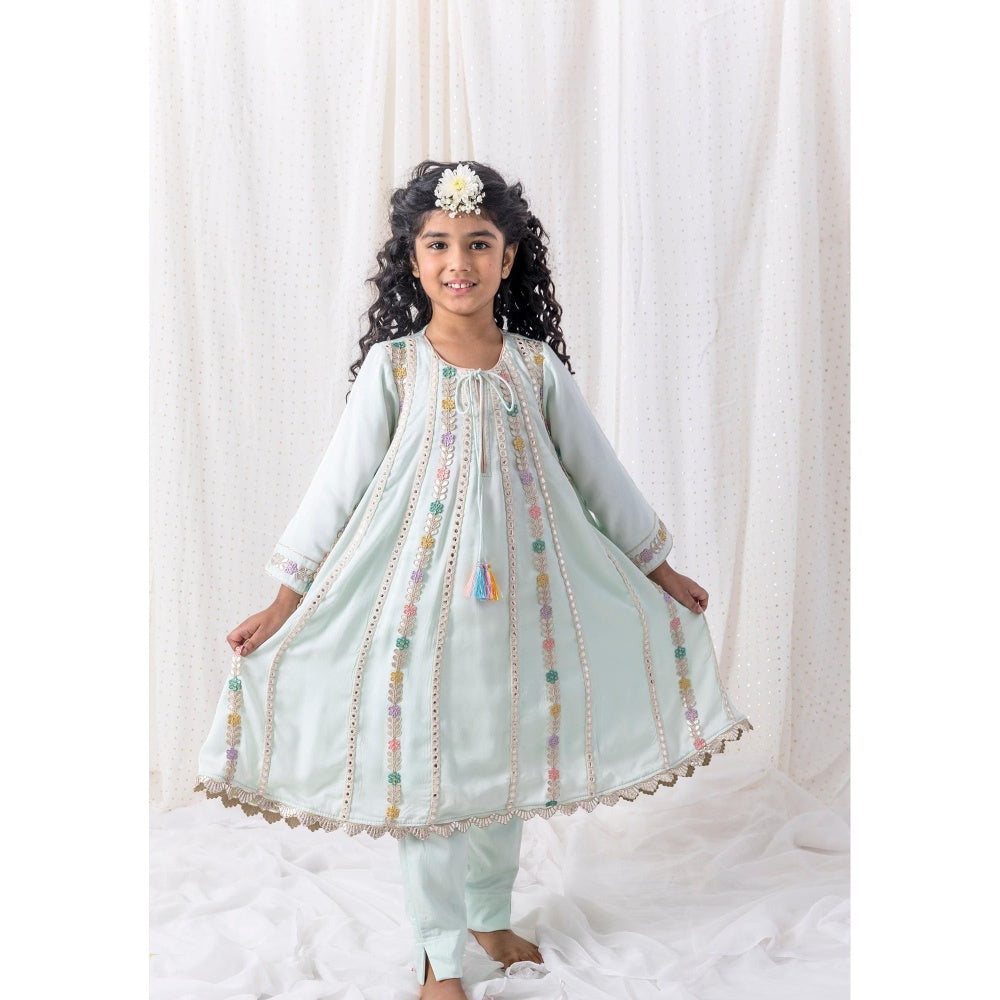 Chotibuti Blue Muslin Embroidered Kurta with Pant