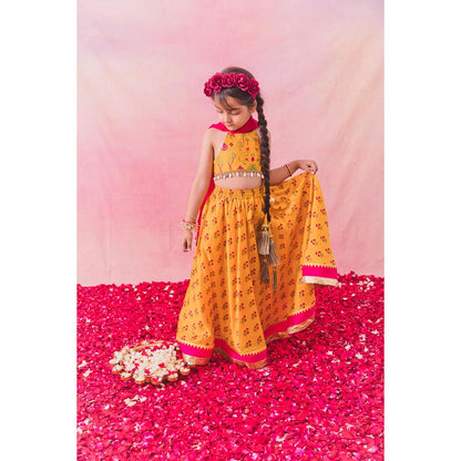 Chotibuti Yellow Floral Printed Lehenga