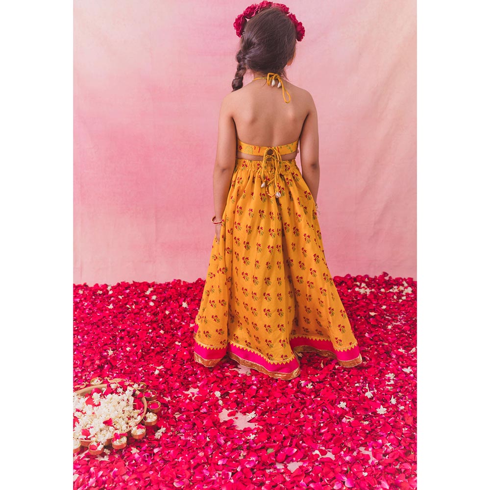 Chotibuti Yellow Floral Printed Lehenga
