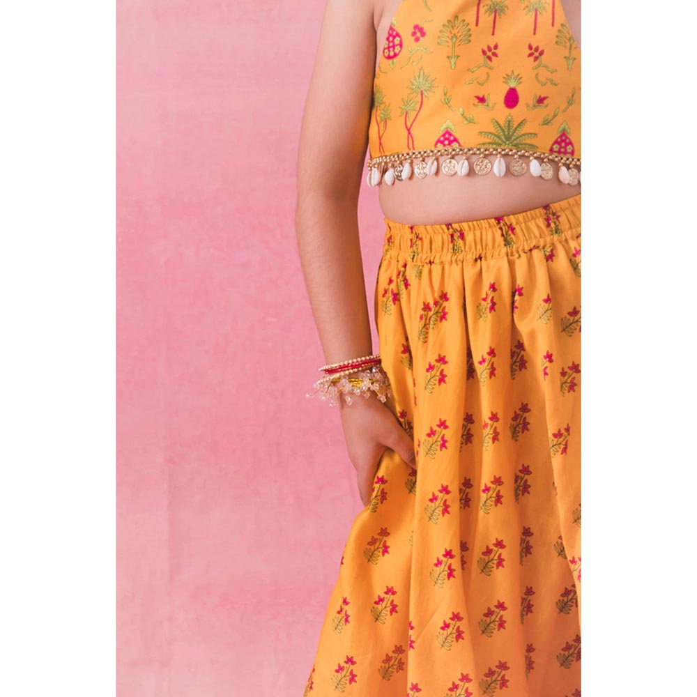 Chotibuti Yellow Floral Printed Lehenga