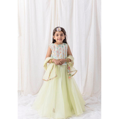 Chotibuti Green Organza Embroidered Lehnga Set
