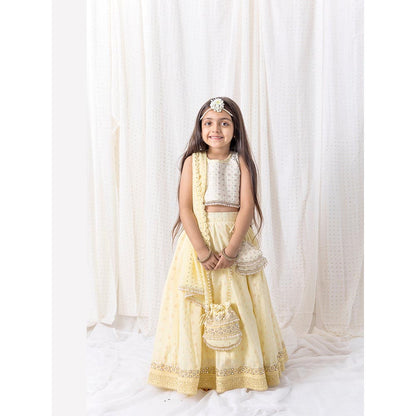 Chotibuti Yellow Cotton Embroidered Lehnga Set