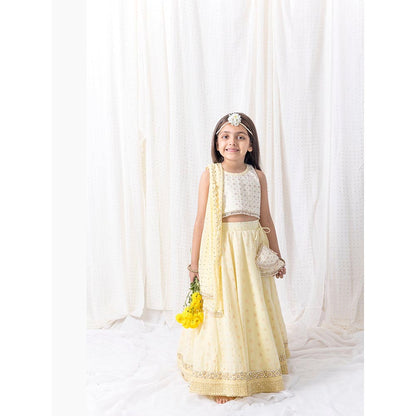Chotibuti Yellow Cotton Embroidered Lehnga Set