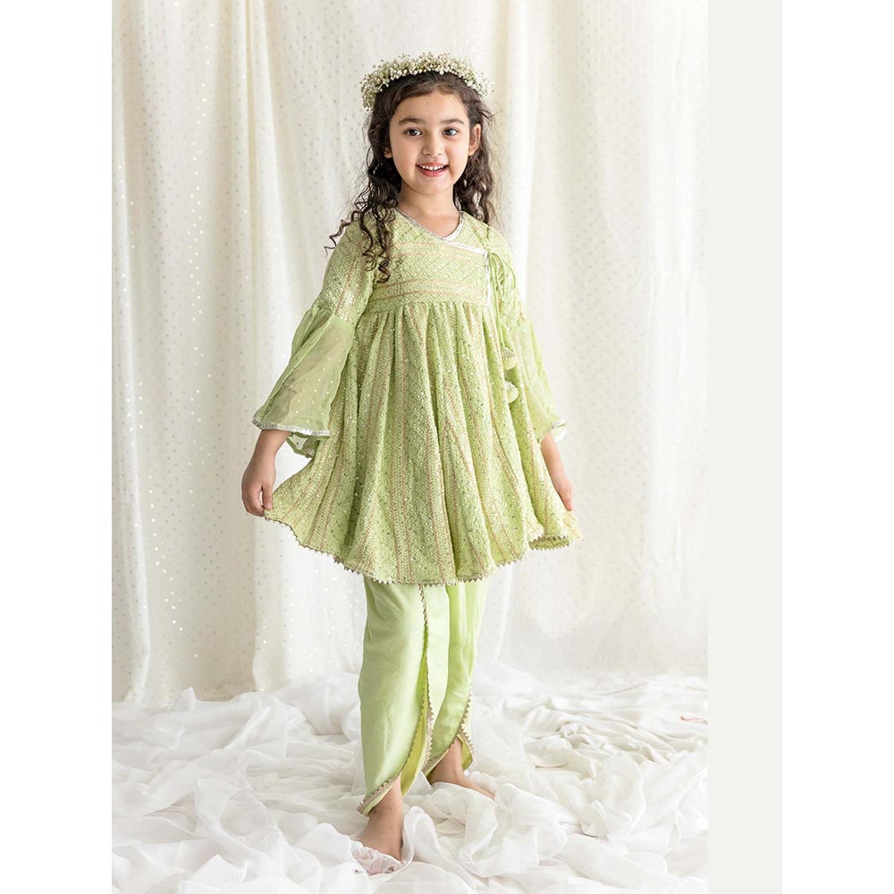 Chotibuti Chikankari Green Top with Dhoti