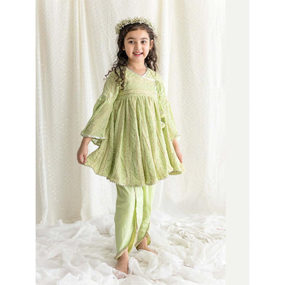 Chotibuti Chikankari Green Top with Dhoti