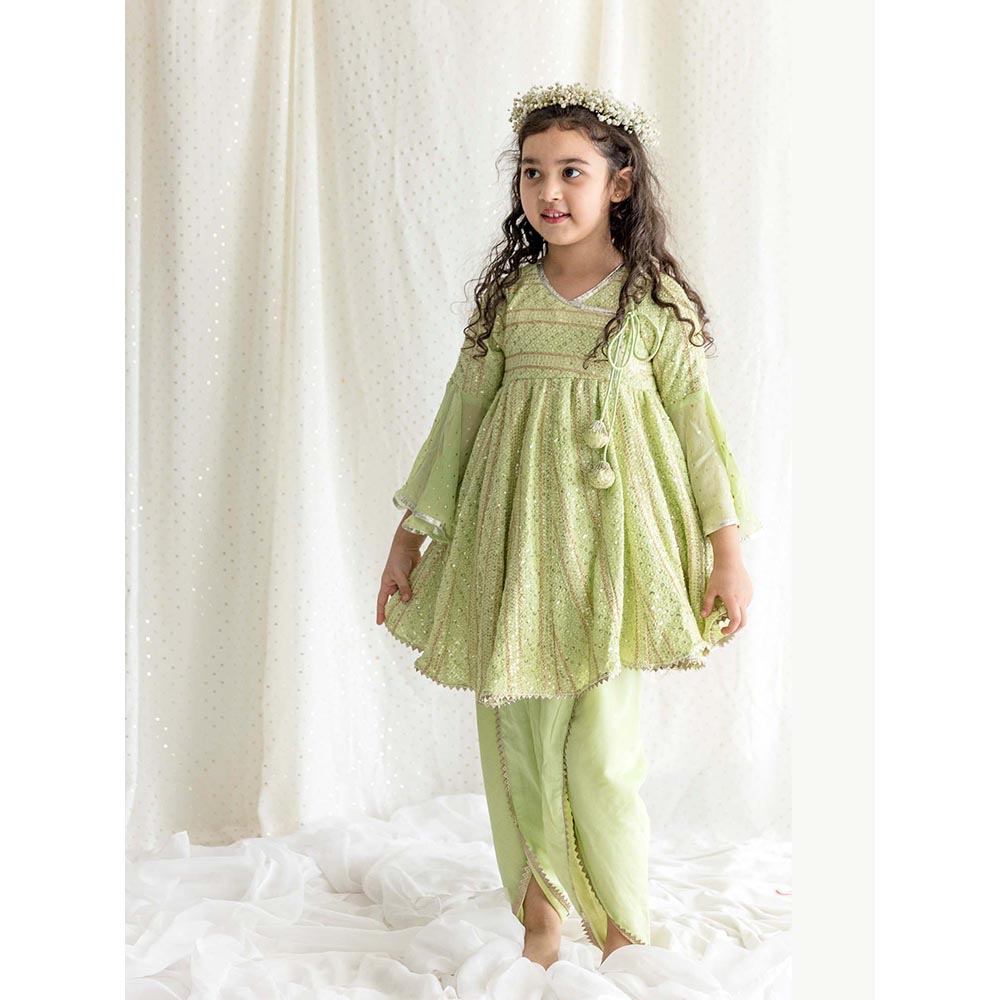 Chotibuti Chikankari Green Top with Dhoti