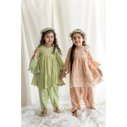 Chotibuti Chikankari Green Top with Dhoti