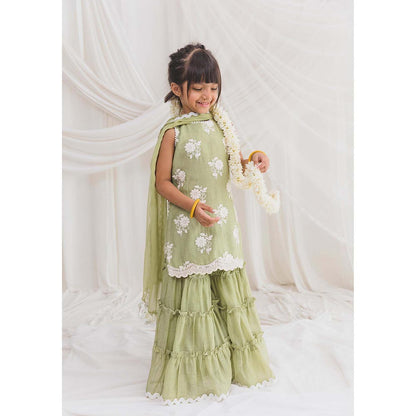Chotibuti Hara Green Kurti with Sharara and Dupatta