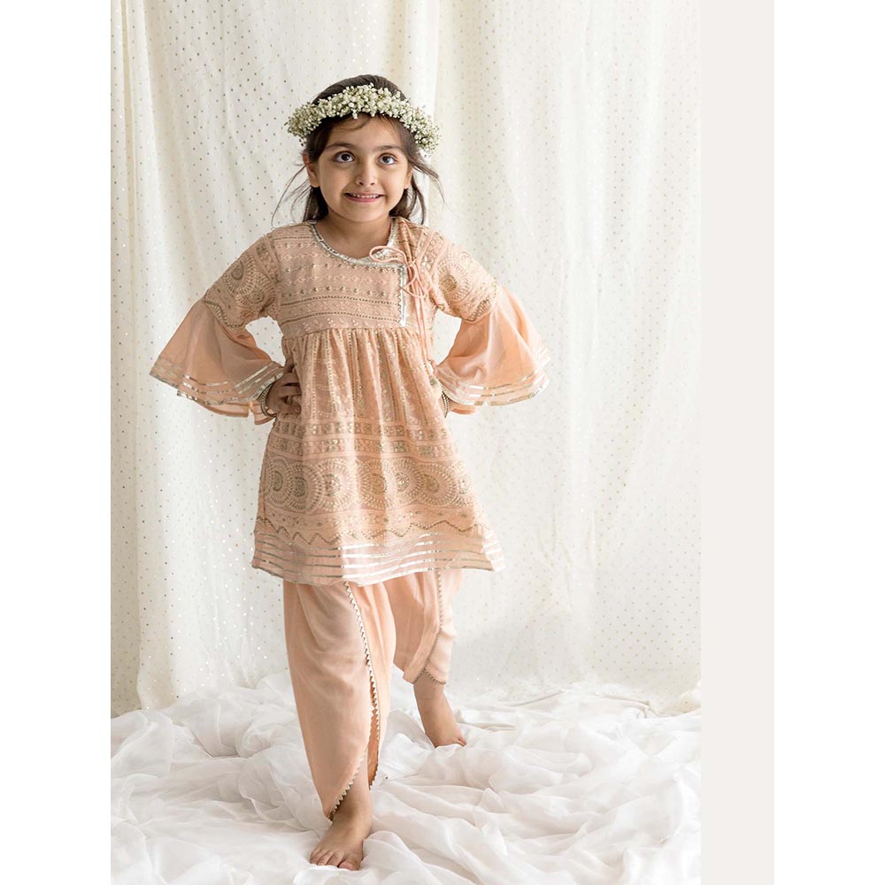 Chotibuti Chikankari Peach Top with Dhoti