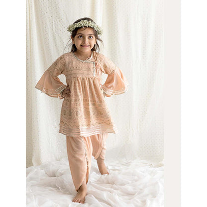 Chotibuti Chikankari Peach Top with Dhoti