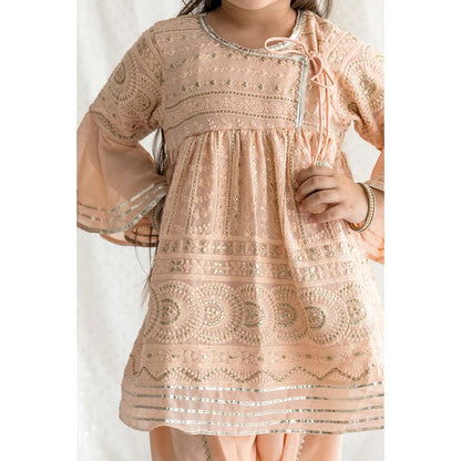 Chotibuti Chikankari Peach Top with Dhoti