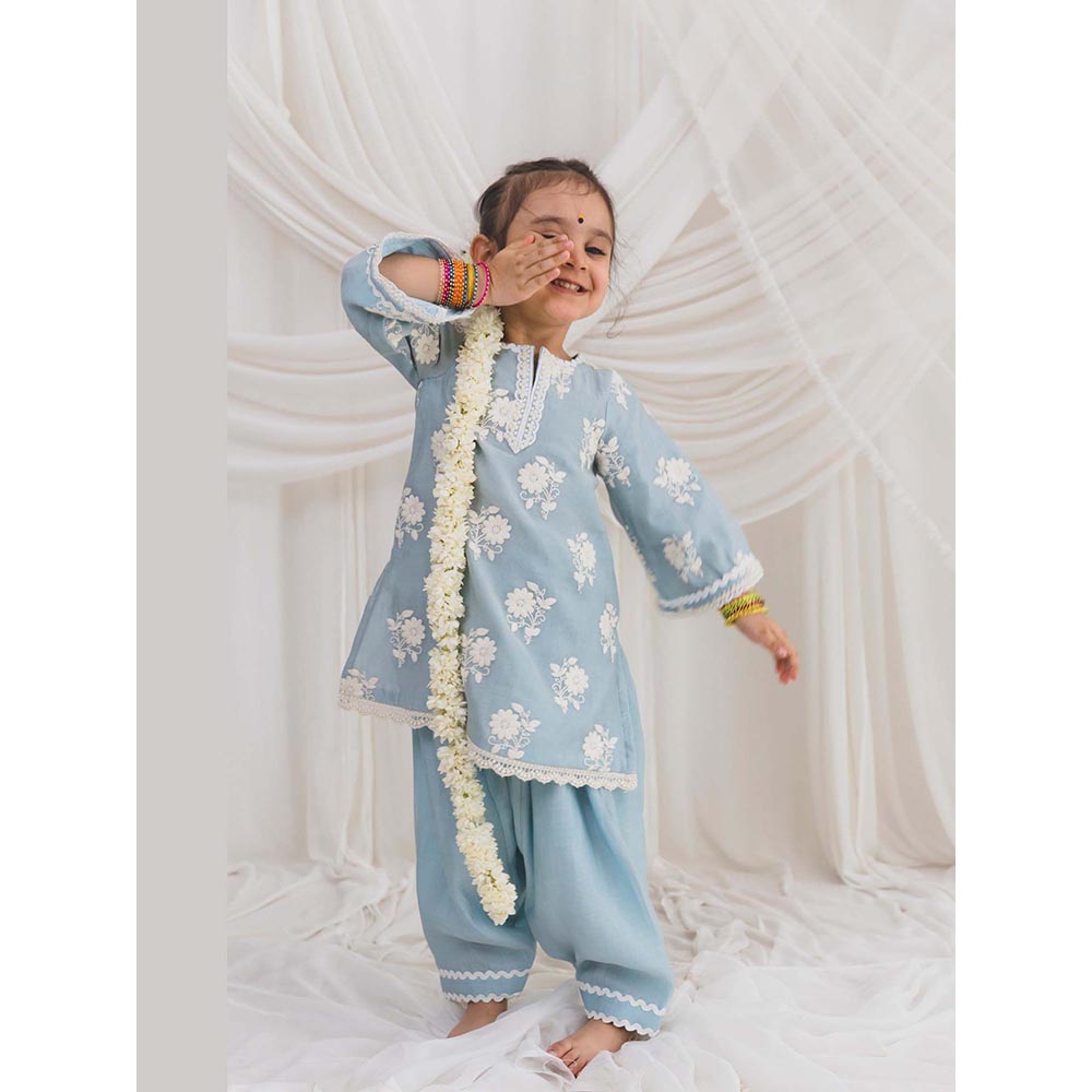 Chotibuti Embroidered Blue Kurta with Pant