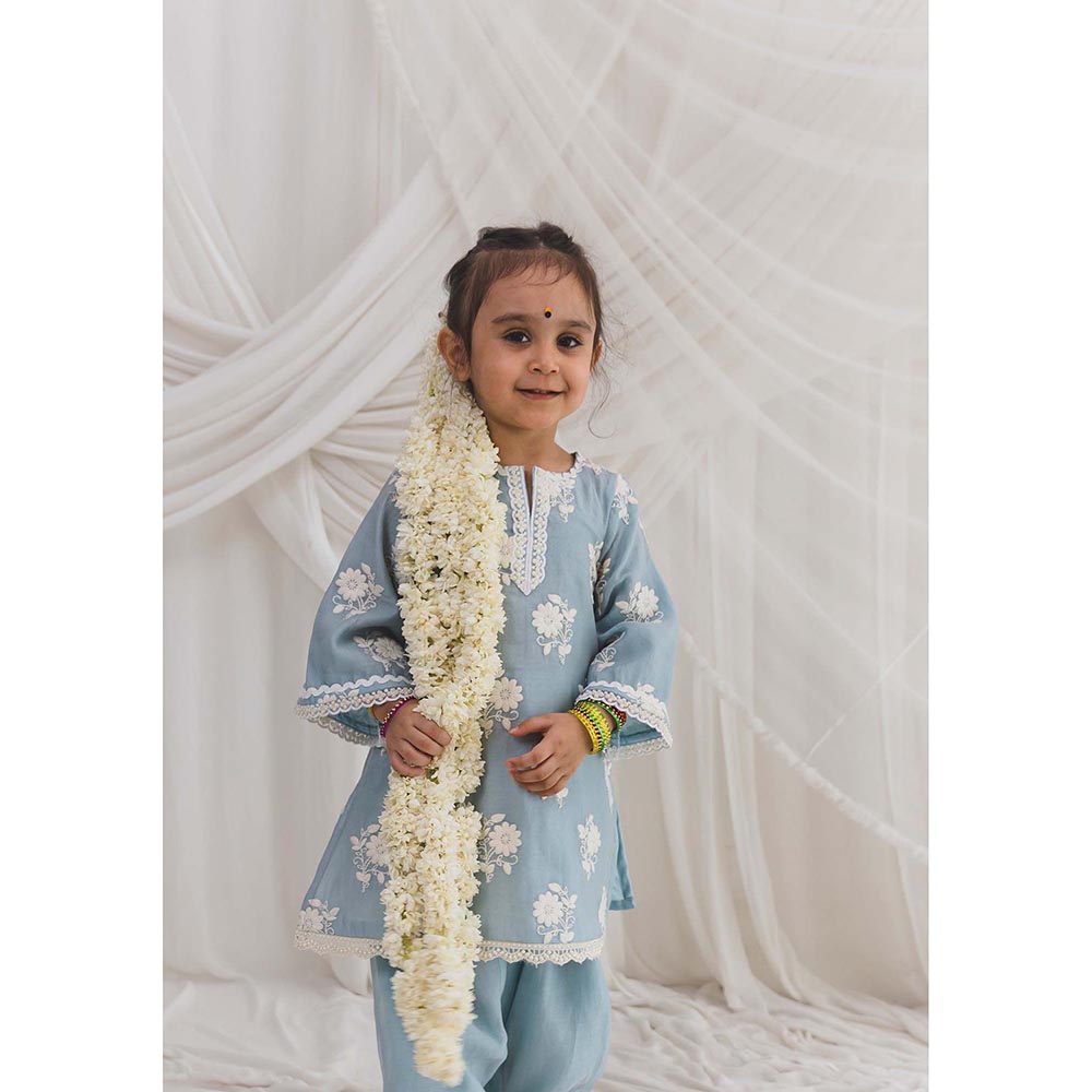 Chotibuti Embroidered Blue Kurta with Pant