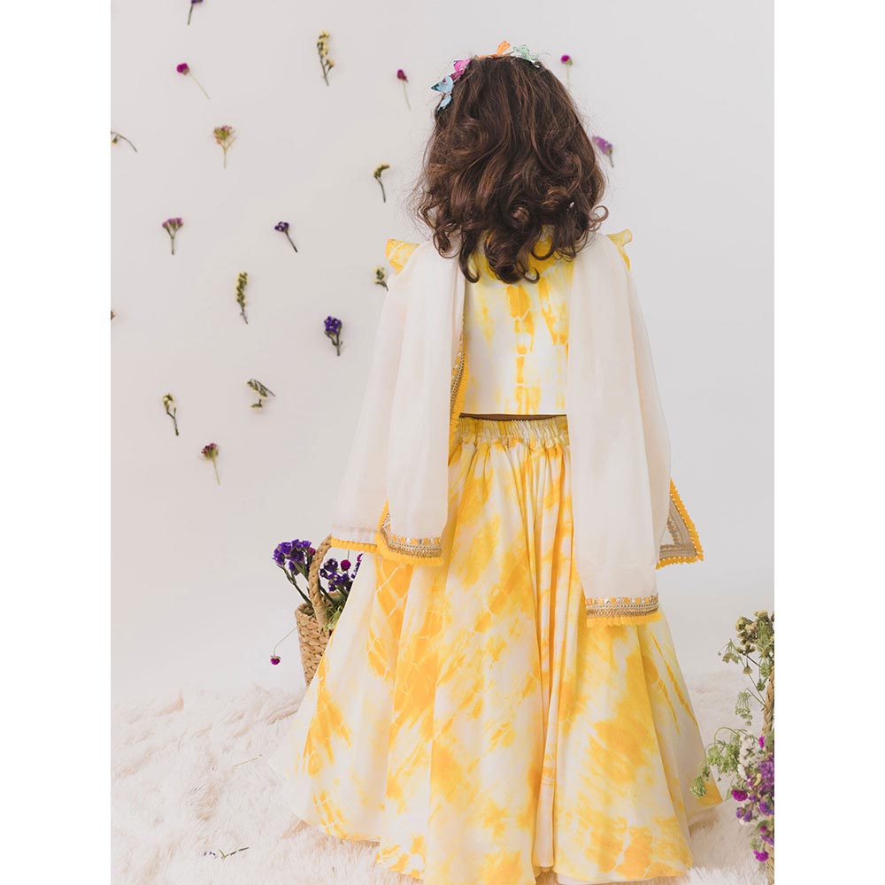 Chotibuti Yellow Silk Tie and Dye Lehenga Set