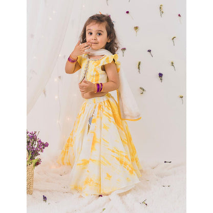 Chotibuti Yellow Silk Tie and Dye Lehenga Set