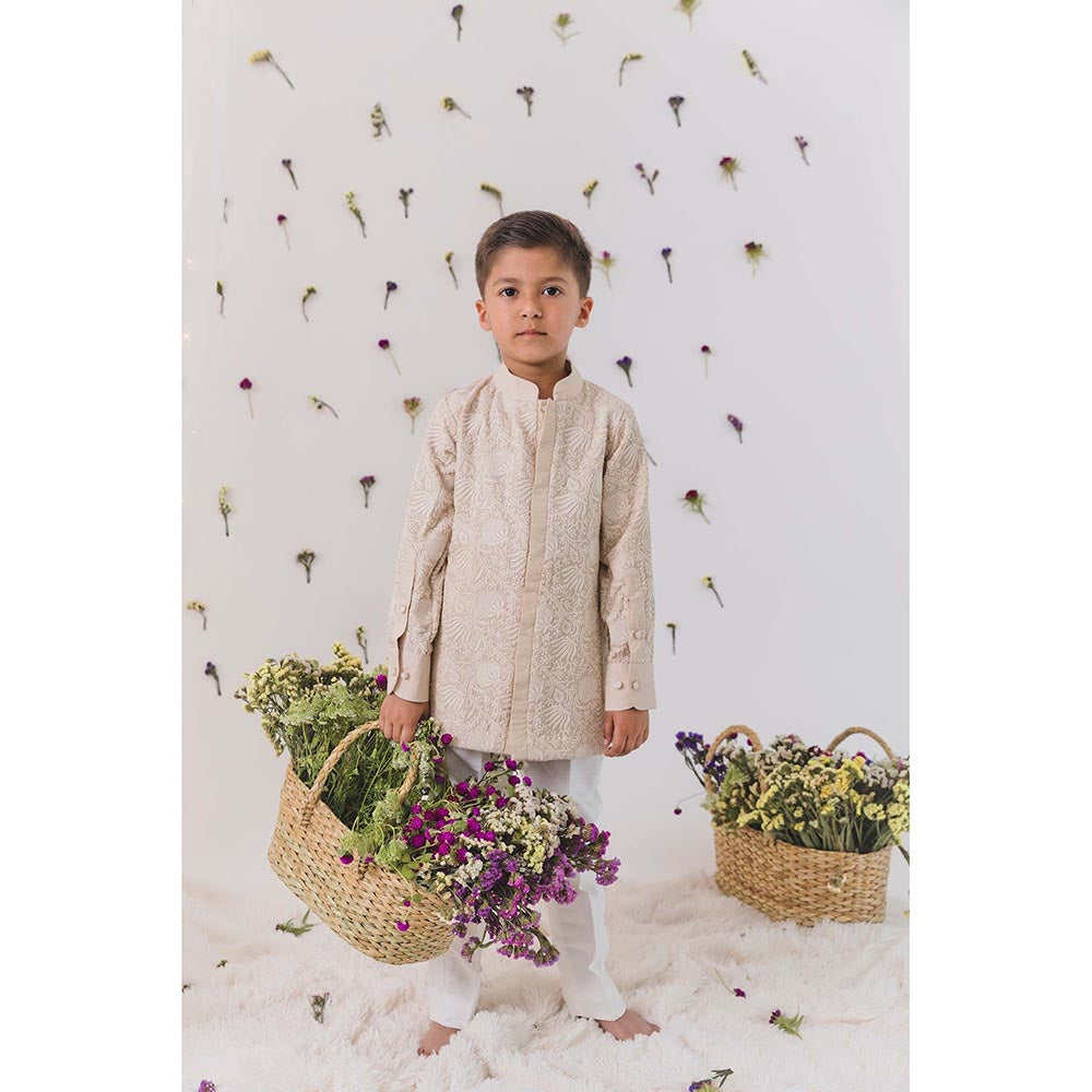 Chotibuti Embroidered Beige Kurta with Pant