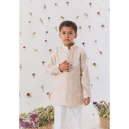 Chotibuti Embroidered Beige Kurta with Pant