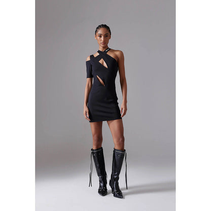 CILVR Black Stellar Cut Out Jersey Dress