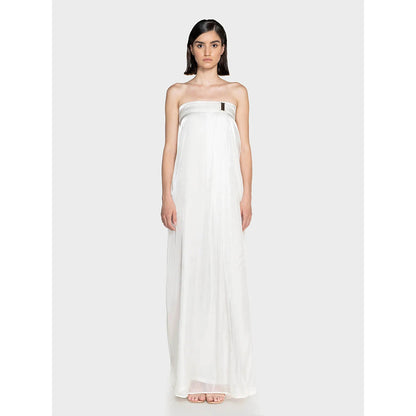 CILVR White Fluid Organza Maxi Dress