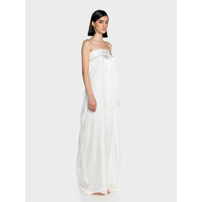 CILVR White Fluid Organza Maxi Dress