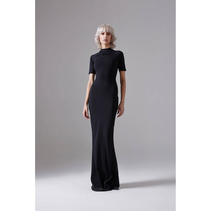 CILVR Black Crewneck Long Dress