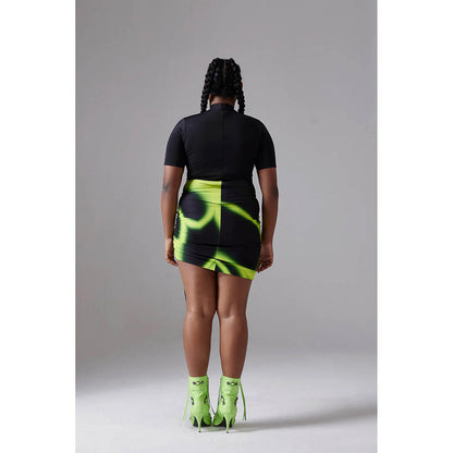 CILVR Green Ruched Tee Neon Dress