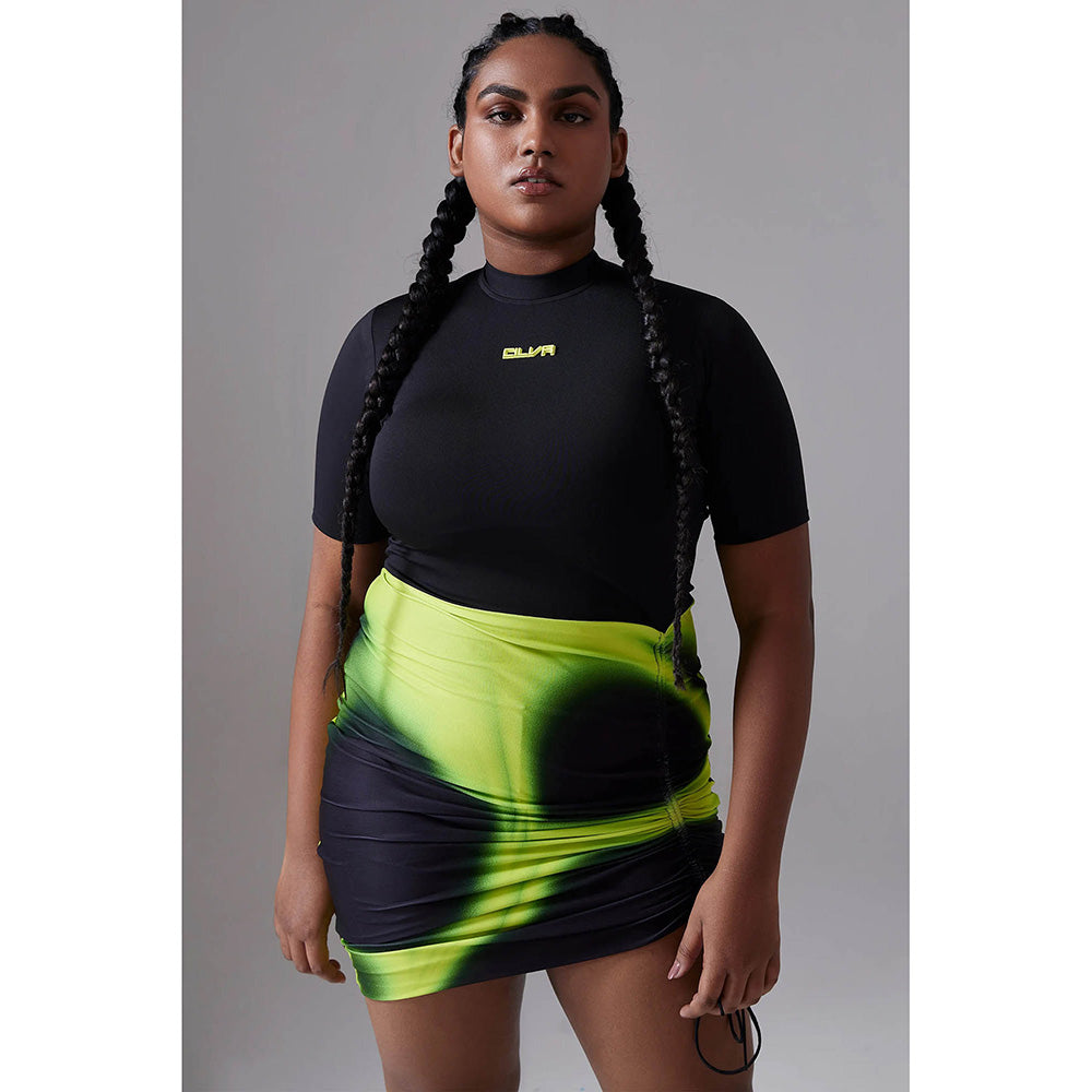 CILVR Green Ruched Tee Neon Dress