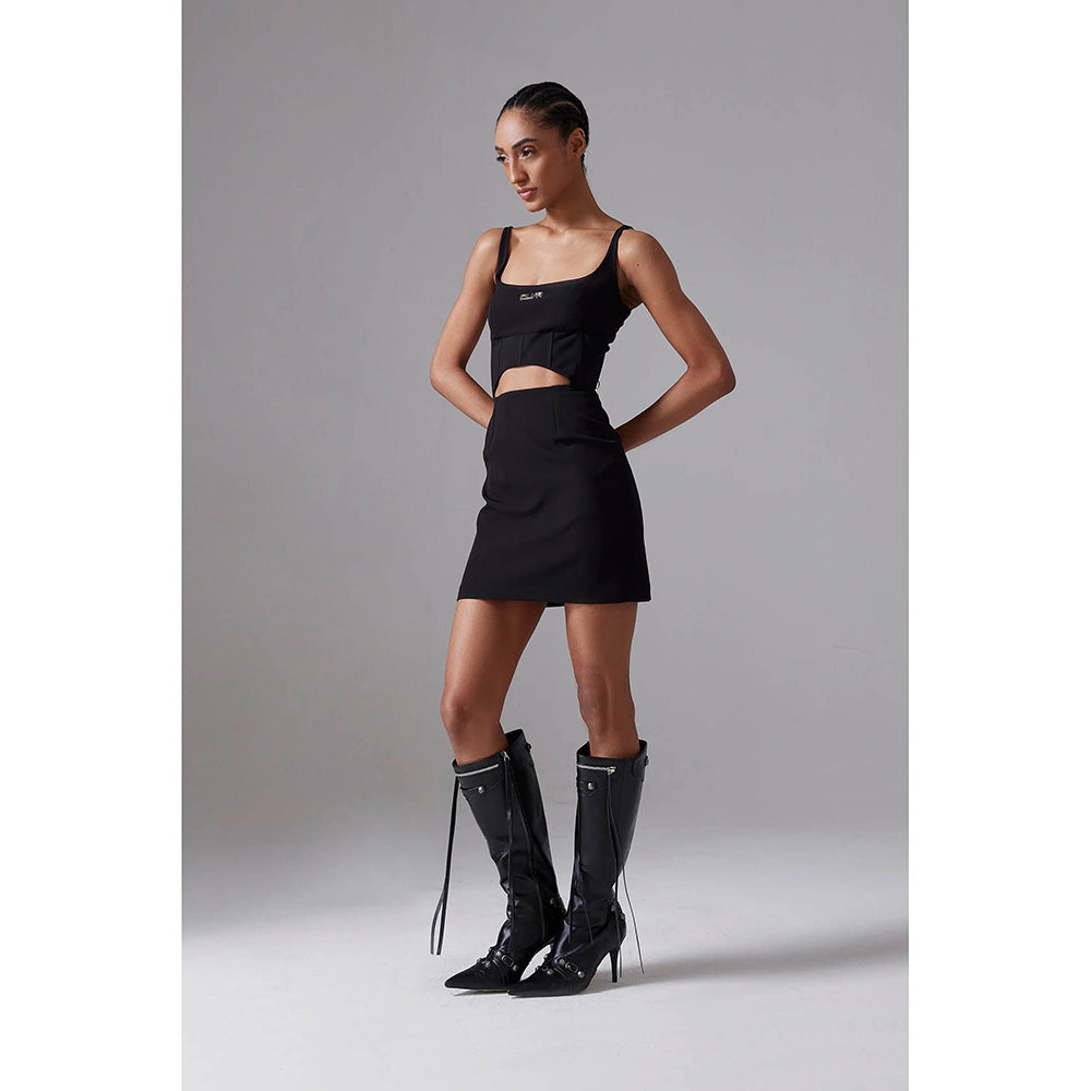 CILVR Black Corset Detail Mini Dress