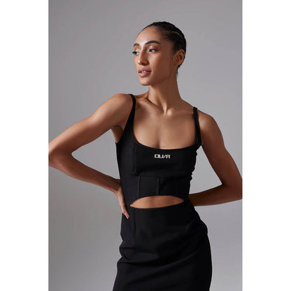 CILVR Black Corset Detail Mini Dress