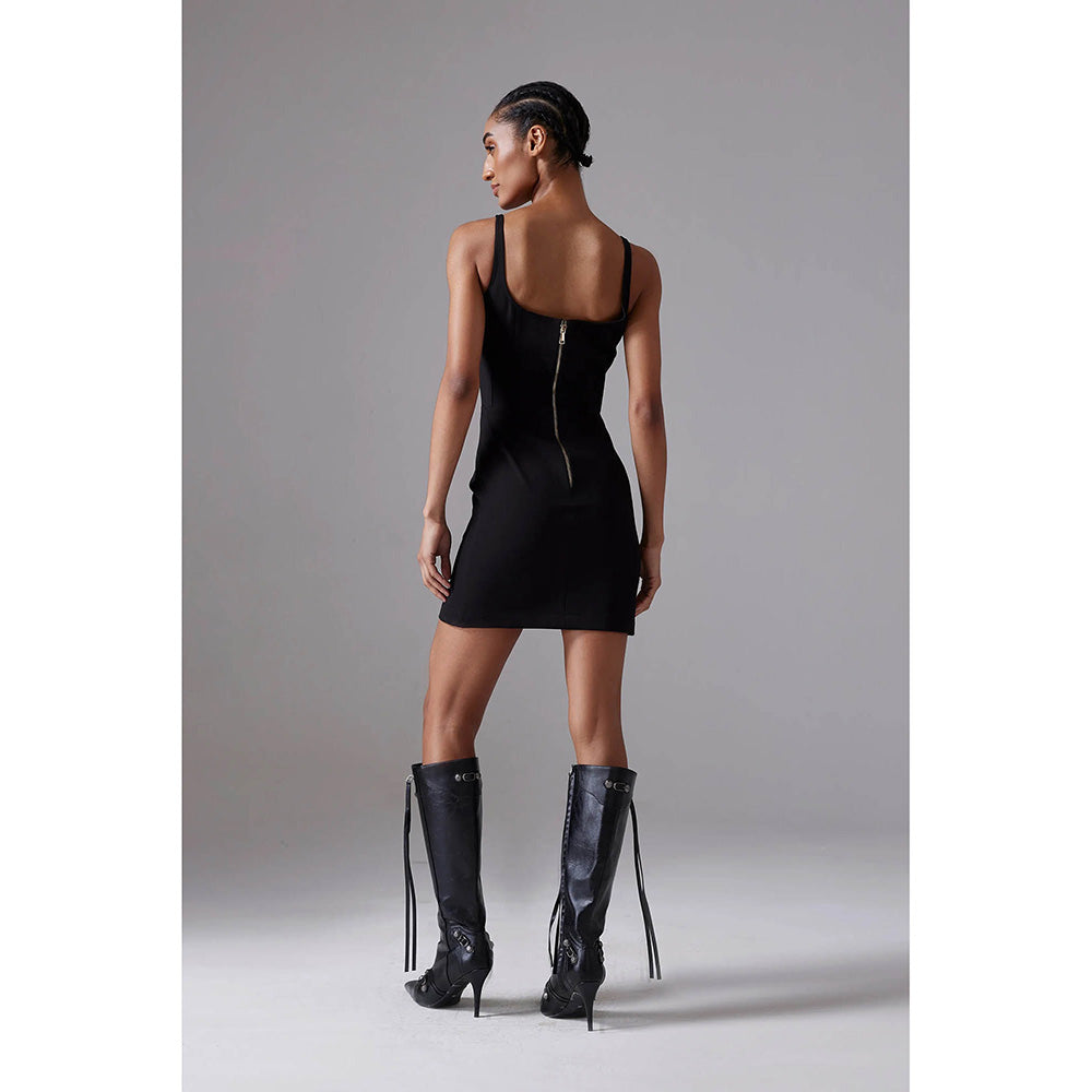 CILVR Black Corset Detail Mini Dress