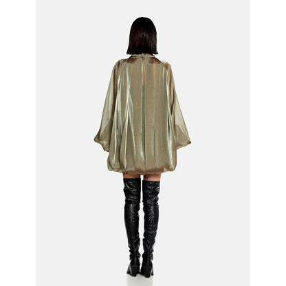 CILVR Olive Fluid Organza Puff Dress