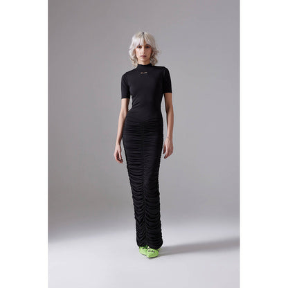 CILVR Black Ruched Long Tee Dress
