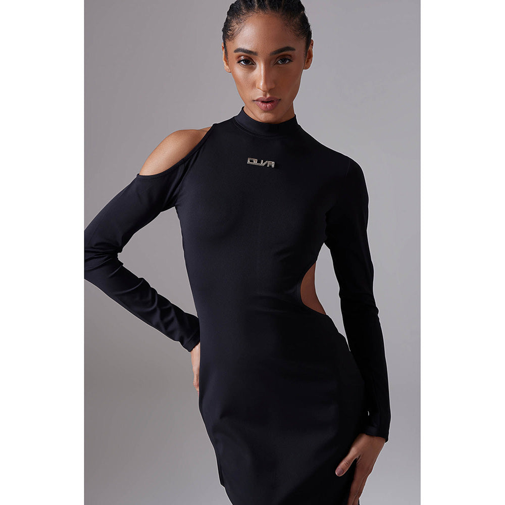 CILVR Black Lunar Circle Midi Dress