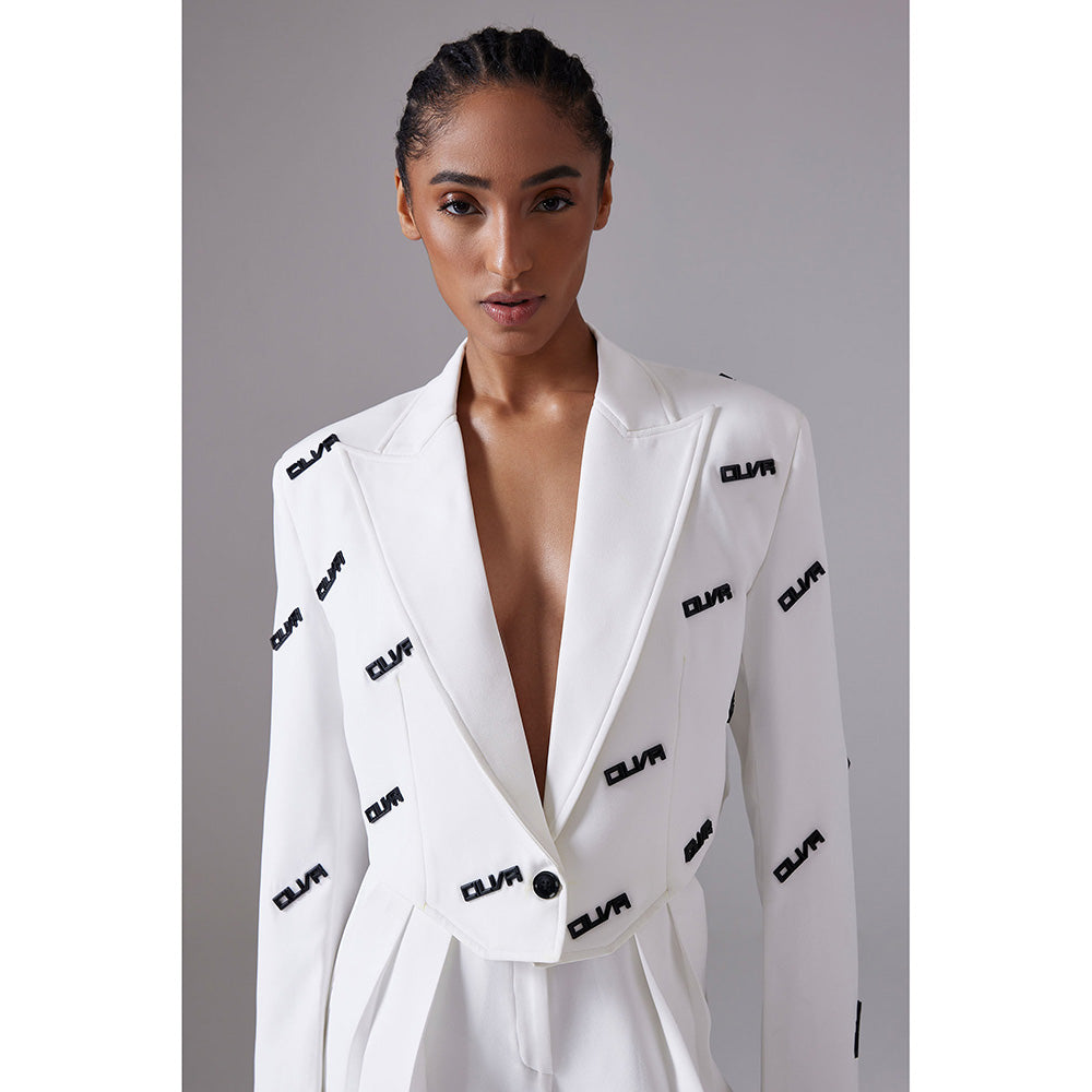 CILVR Insignia Cropped Blazer White