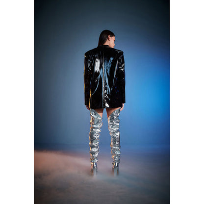 CILVR Black Leather Double Breasted Blazer