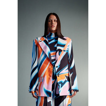 CILVR Multi-Colour Fluid Print Blazer