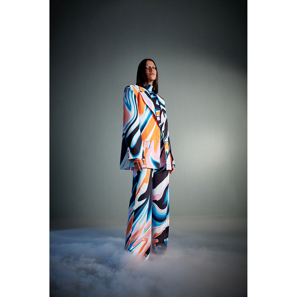 CILVR Multi-Colour Fluid Print Blazer