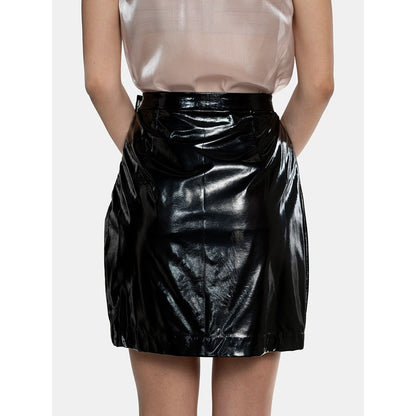 CILVR Women's Liquid Leather Zipper Skirt