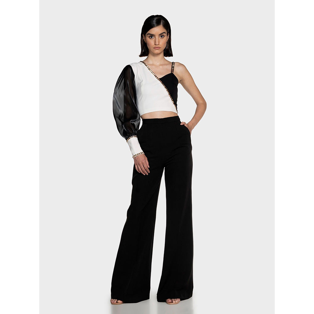 CILVR Women's Black and White Studded Crop Top