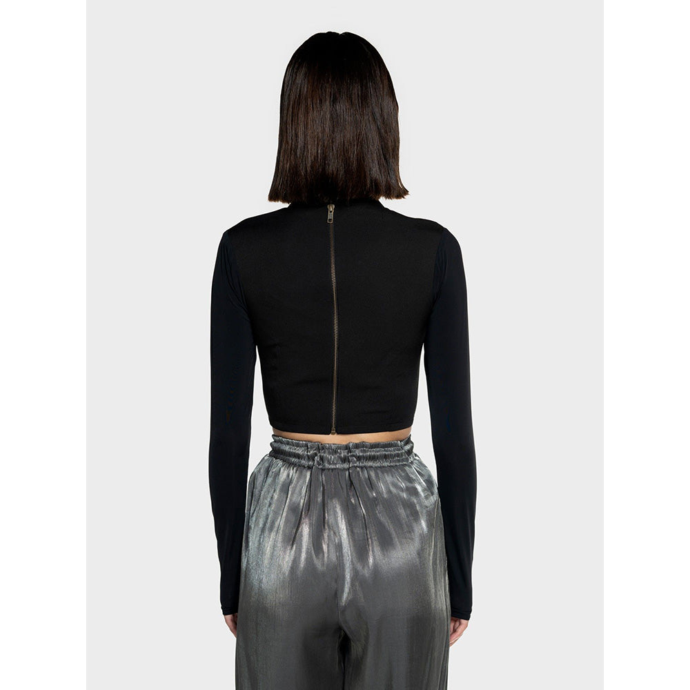 CILVR Women's Black Solid Cut Out Crop Top