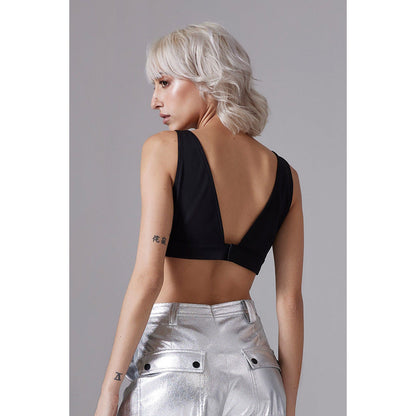 CILVR Women's Black Solid Jersey Crop Top