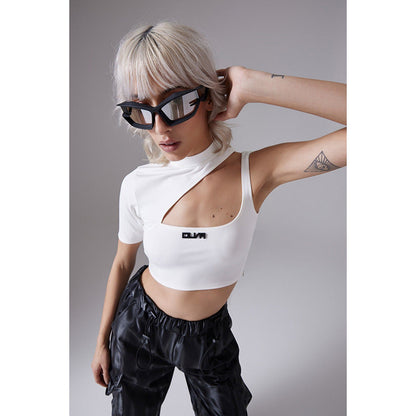 CILVR Women's White Solid Active Jersey Crop Top