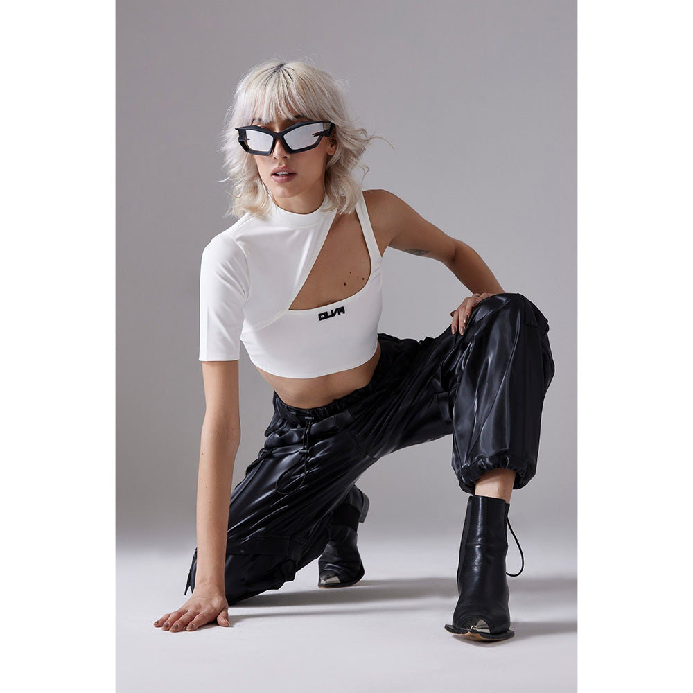 CILVR Women's White Solid Active Jersey Crop Top