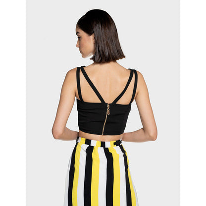 CILVR Women's Black Solid Shoulder Strap Crop Top