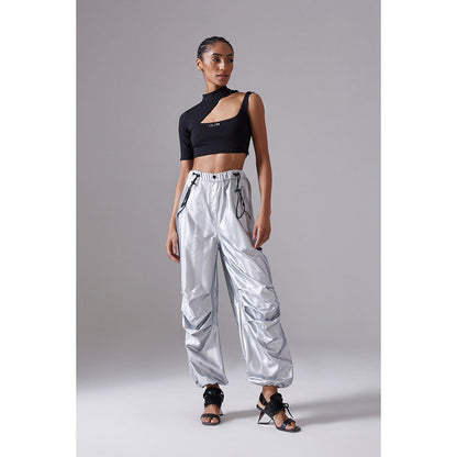 CILVR Women's Black Solid Active Jersey Crop Top