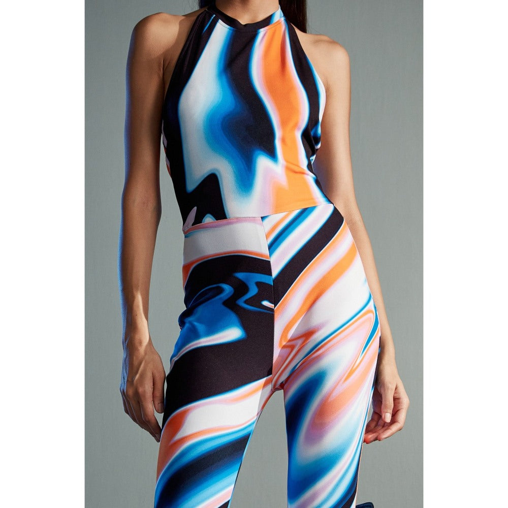 CILVR Women's Fluid Print Full Sleeveless Bodysuit