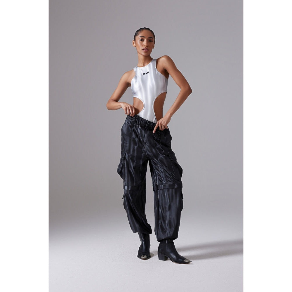 CILVR Women's Silver Scuba Sport Stride Sleeveless Bodysuit