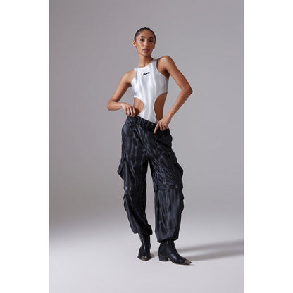 CILVR Women's Silver Scuba Sport Stride Sleeveless Bodysuit